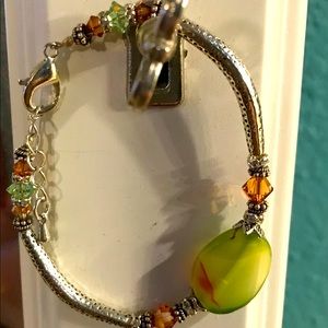 Handcrafted Boho natural stone Swarovski silver